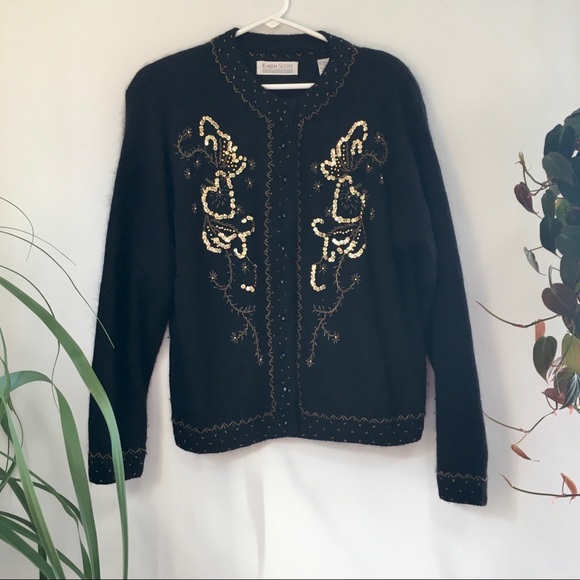 Vintage Karen Scott Beaded Cardigan - Picture 1 of 8